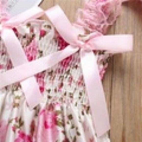 PitPat Baby Rose Floral Jumpsuit with Headband Size 0-6 Months - Picture 2 of 2